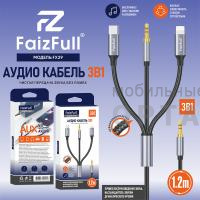 Аудио-кабель 3в1 FaizFull FX29, Jack 3.5mm+Lightning+Type-C, 1.2M Аудио-кабель 3в1 FaizFull FX29, Jack 3.5mm+Lightning+Type-C, 1.2M