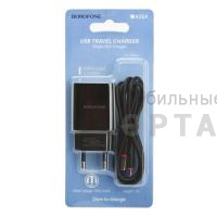 Блок питания сетевой 1 USB BOROFONE BA20A, Sharp, 2100mA, пластик, кабель микро USB, цвет: чёрный (1/48/192)