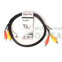 Кабель соединительный TELECOM 3.5 Jack (M) / 3 RCA (M), 1.5 м. (1/300) Кабель соединительный TELECOM 3.5 Jack (M) / 3 RCA (M), 1.5 м. (1/300)