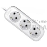 Удлинитель DEFENDER R330 3 гнезда, 2 метра, 16А/3500Вт, с заземлением, ПВС 3х1,0мм, белый (1/40)