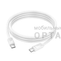 Кабель Type-c to Type-c HOCO X114 Energy, 1.0м, круглый, PD60Вт, ПВХ, цвет: белый (1/31/310)